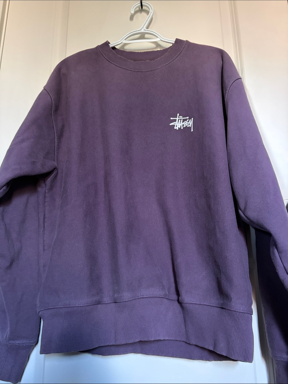 Stussy Purple Crewneck Sweatshirt with White Logo